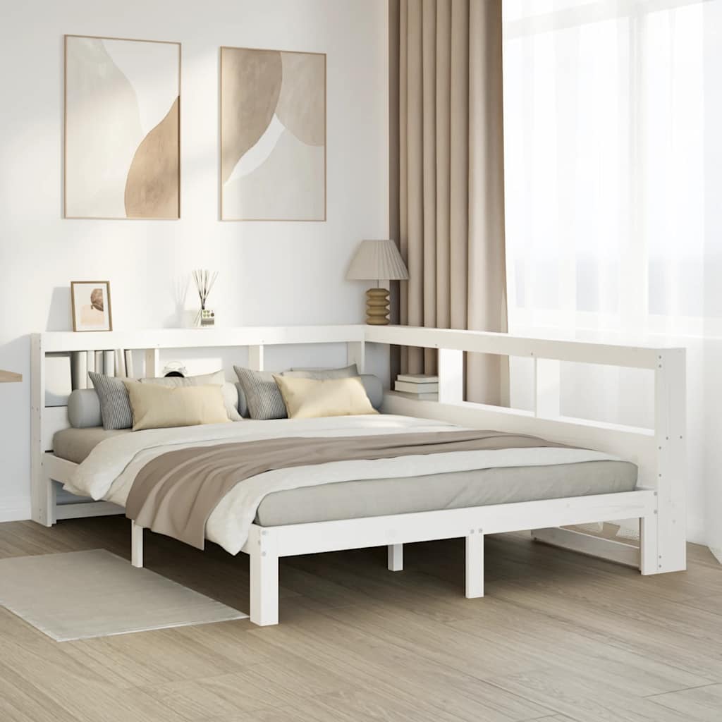 Bookcase Bed without Mattress White 140x200 cm Solid Wood Pine