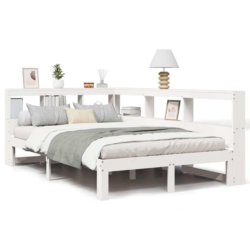 Bookcase Bed without Mattress White 120x200 cm Solid Wood Pine