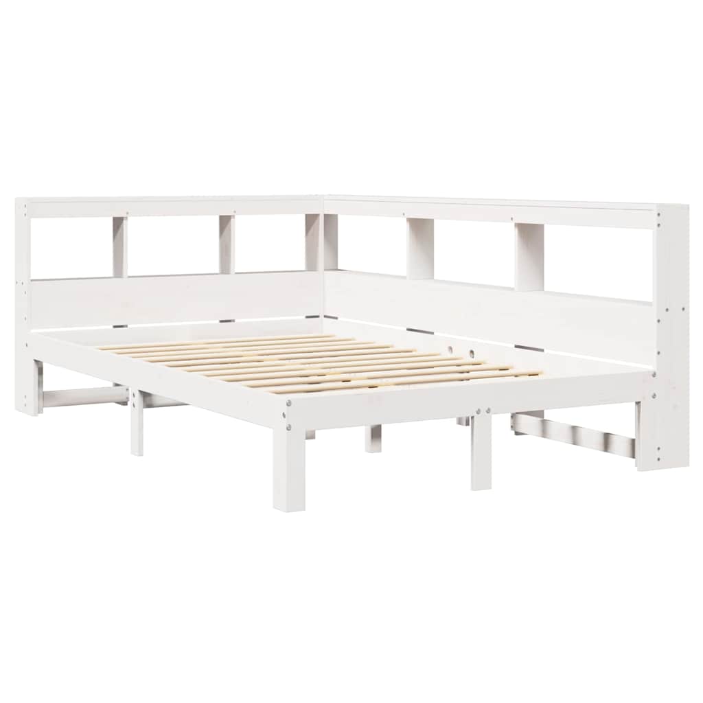Bookcase Bed without Mattress White 120x200 cm Solid Wood Pine