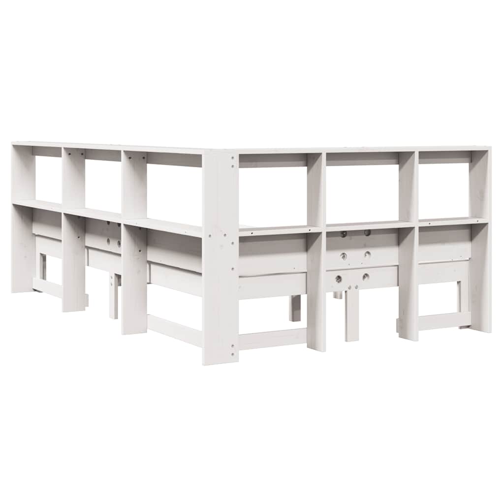 Bookcase Bed without Mattress White 120x200 cm Solid Wood Pine