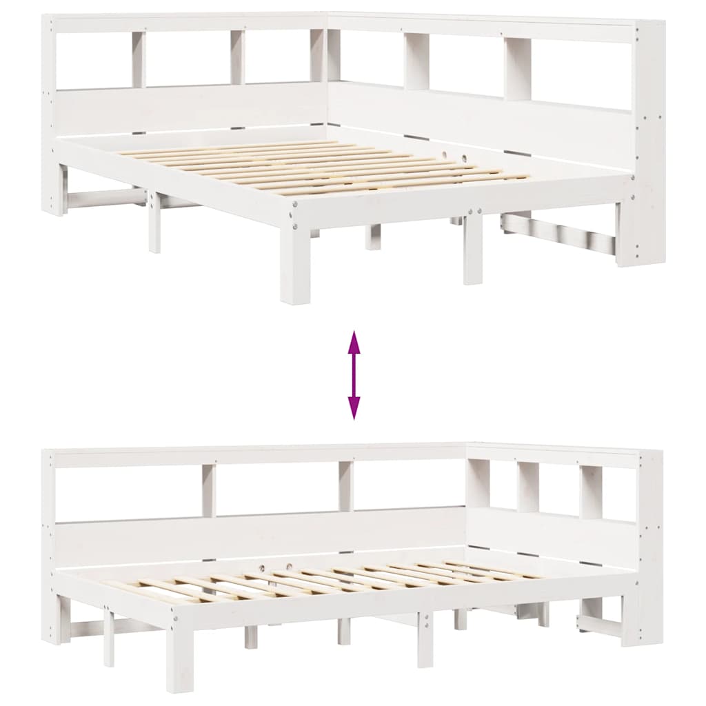 Bookcase Bed without Mattress White 120x200 cm Solid Wood Pine