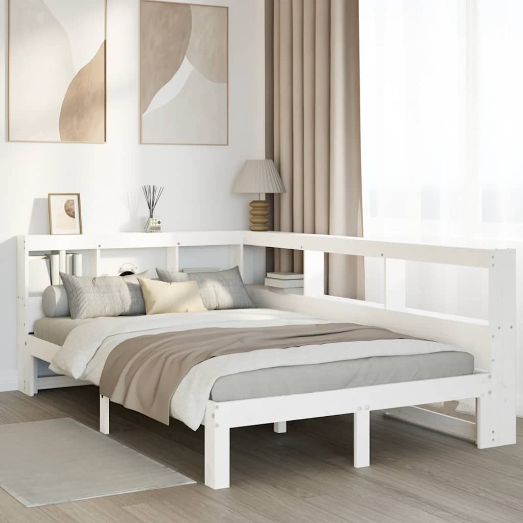 Bookcase Bed without Mattress White 120x200 cm Solid Wood Pine