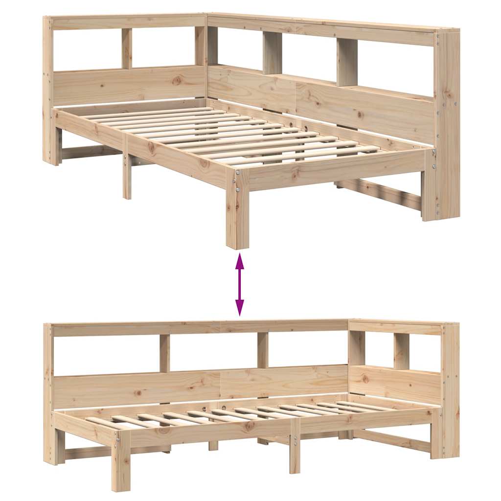 Bookcase Bed without Mattress 100x200 cm Solid Wood Pine