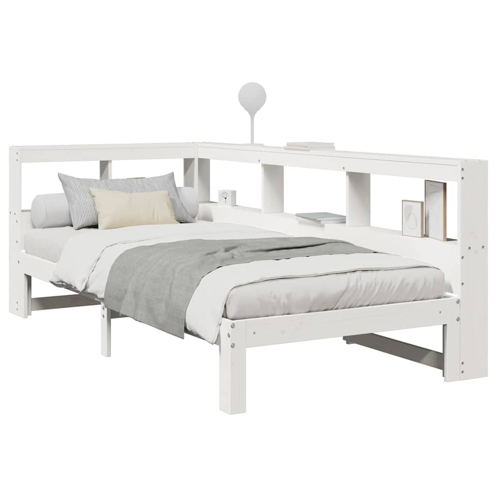 Bookcase Bed without Mattress White 100x200 cm Solid Wood Pine