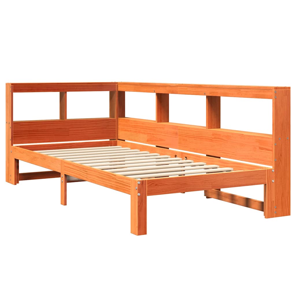 Bookcase Bed without Mattress Wax Brown 100x200 cm Solid Wood Pine