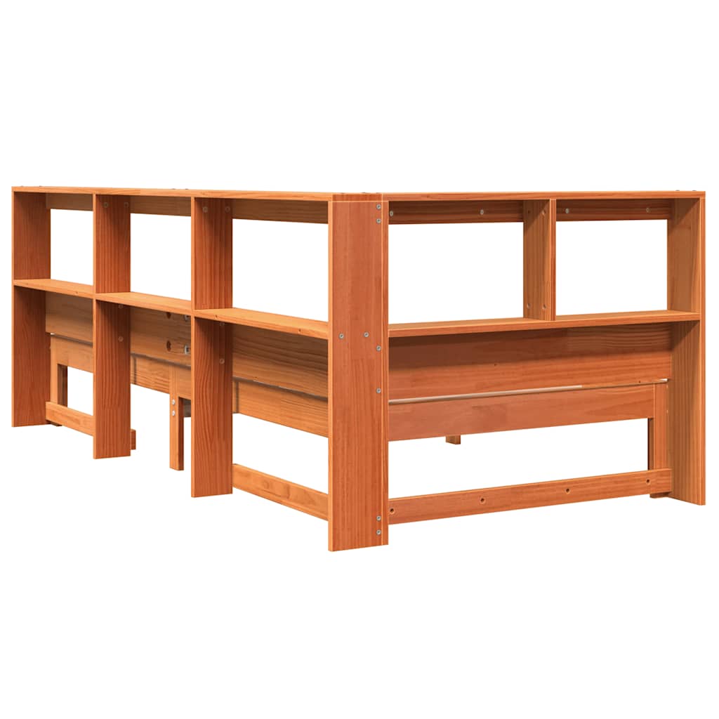 Bookcase Bed without Mattress Wax Brown 100x200 cm Solid Wood Pine