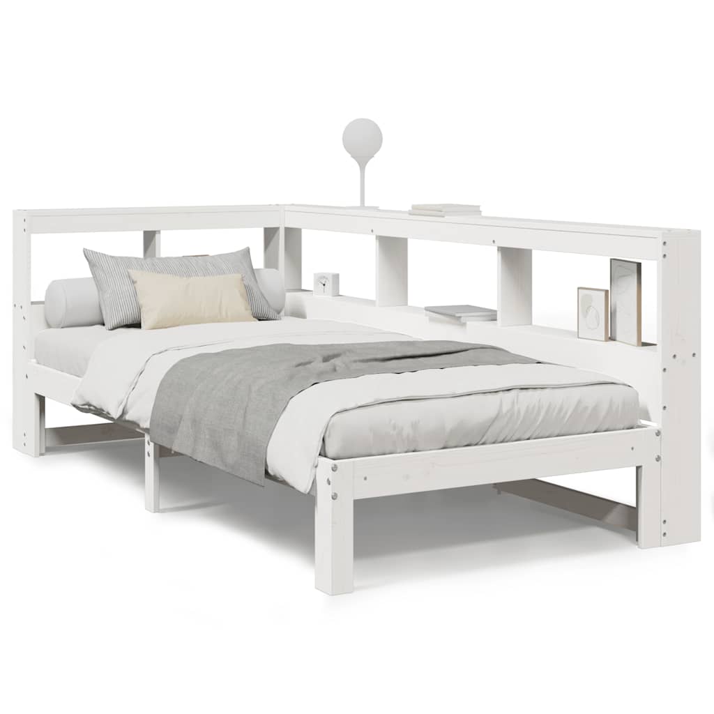Bookcase Bed without Mattress White 90x200 cm Solid Wood Pine