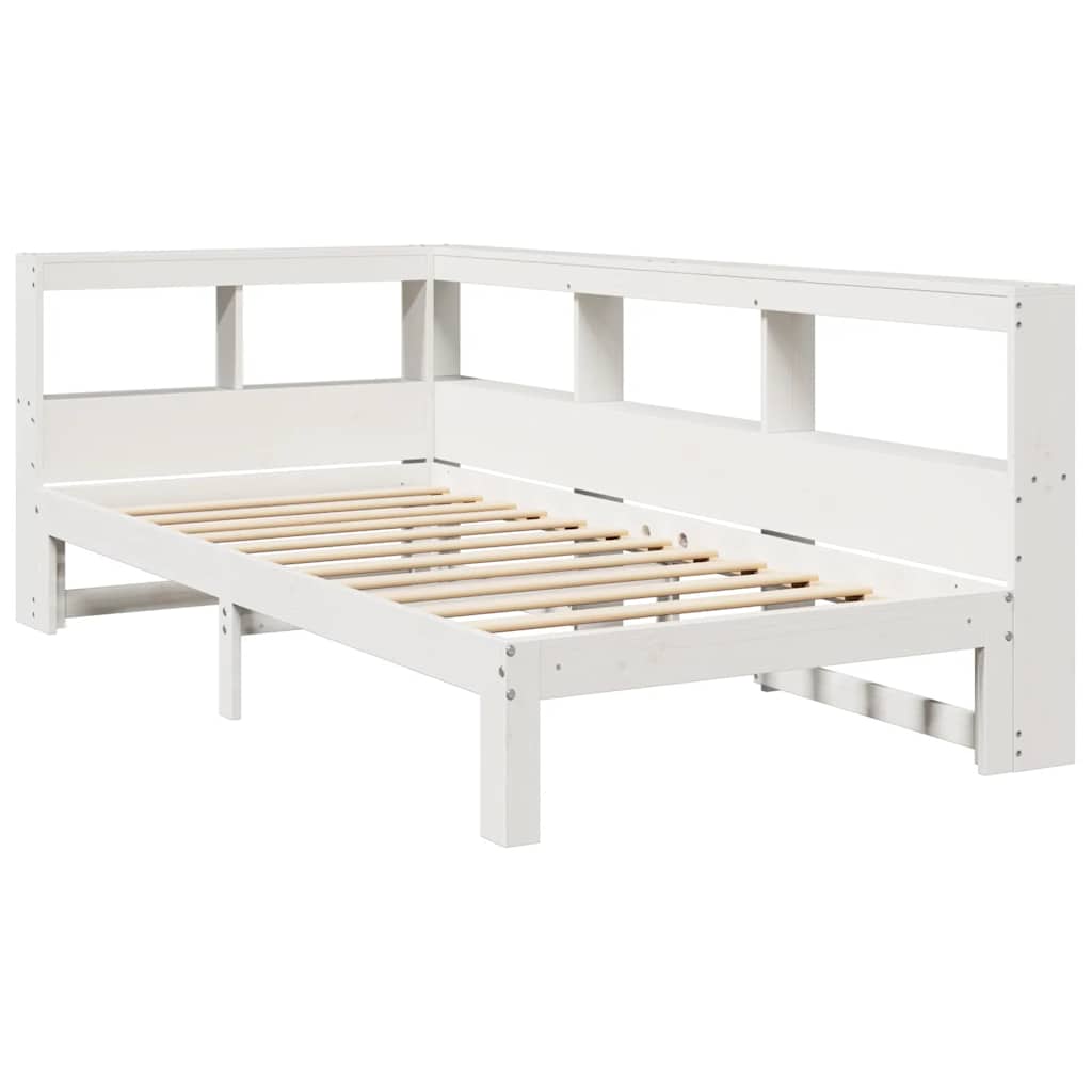 Bookcase Bed without Mattress White 90x200 cm Solid Wood Pine