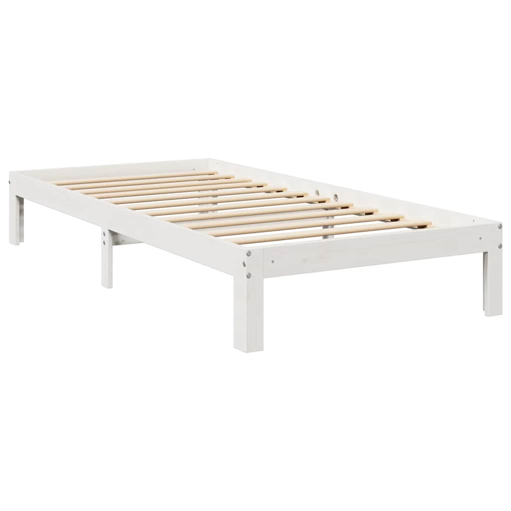Bookcase Bed without Mattress White 90x200 cm Solid Wood Pine
