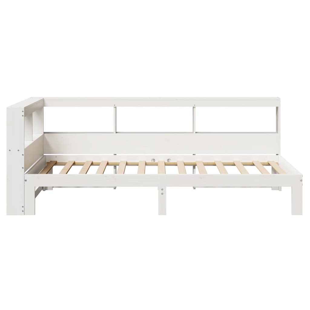 Bookcase Bed without Mattress White 90x200 cm Solid Wood Pine