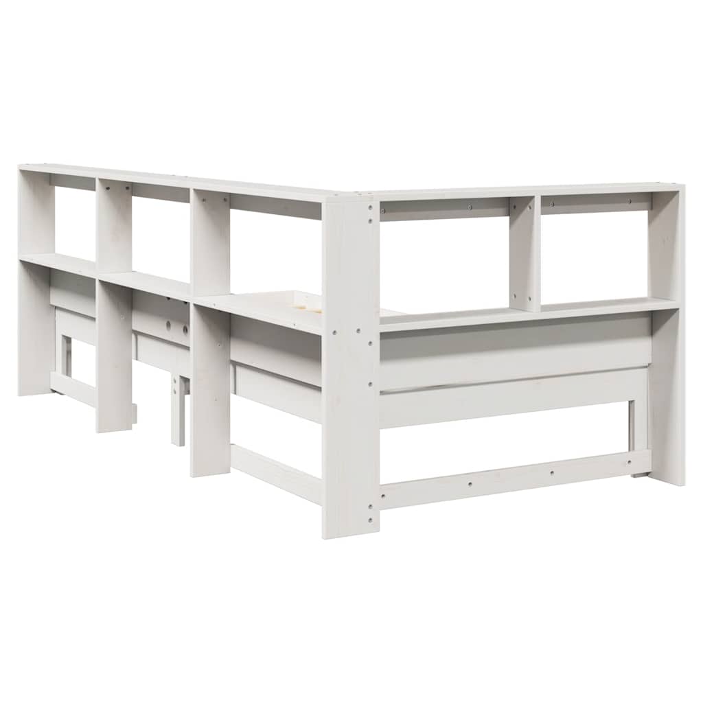 Bookcase Bed without Mattress White 90x200 cm Solid Wood Pine