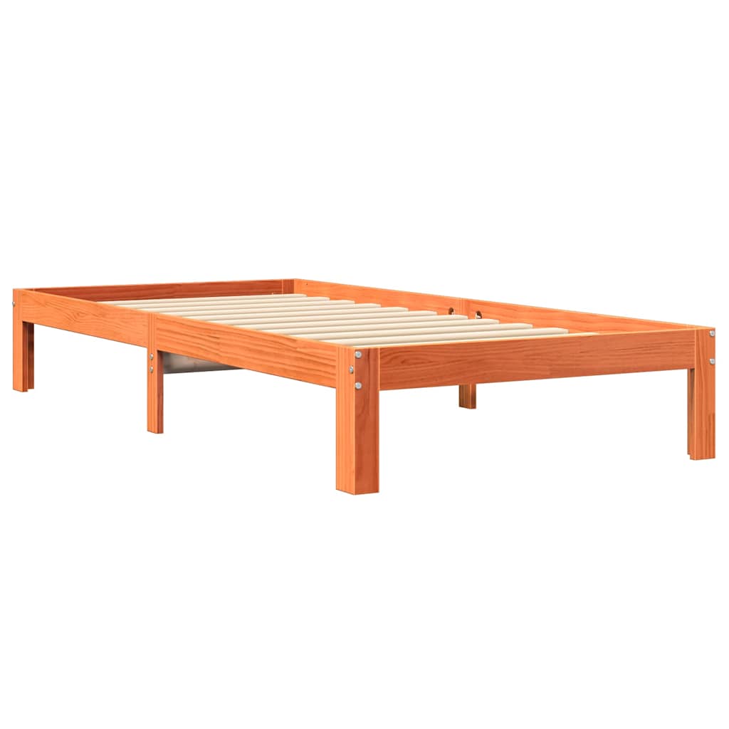 Bookcase Bed without Mattress Wax Brown 90x200 cm Solid Wood Pine