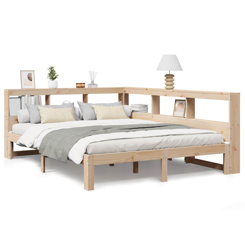 Bookcase Bed without Mattress 140x190 cm Solid Wood Pine