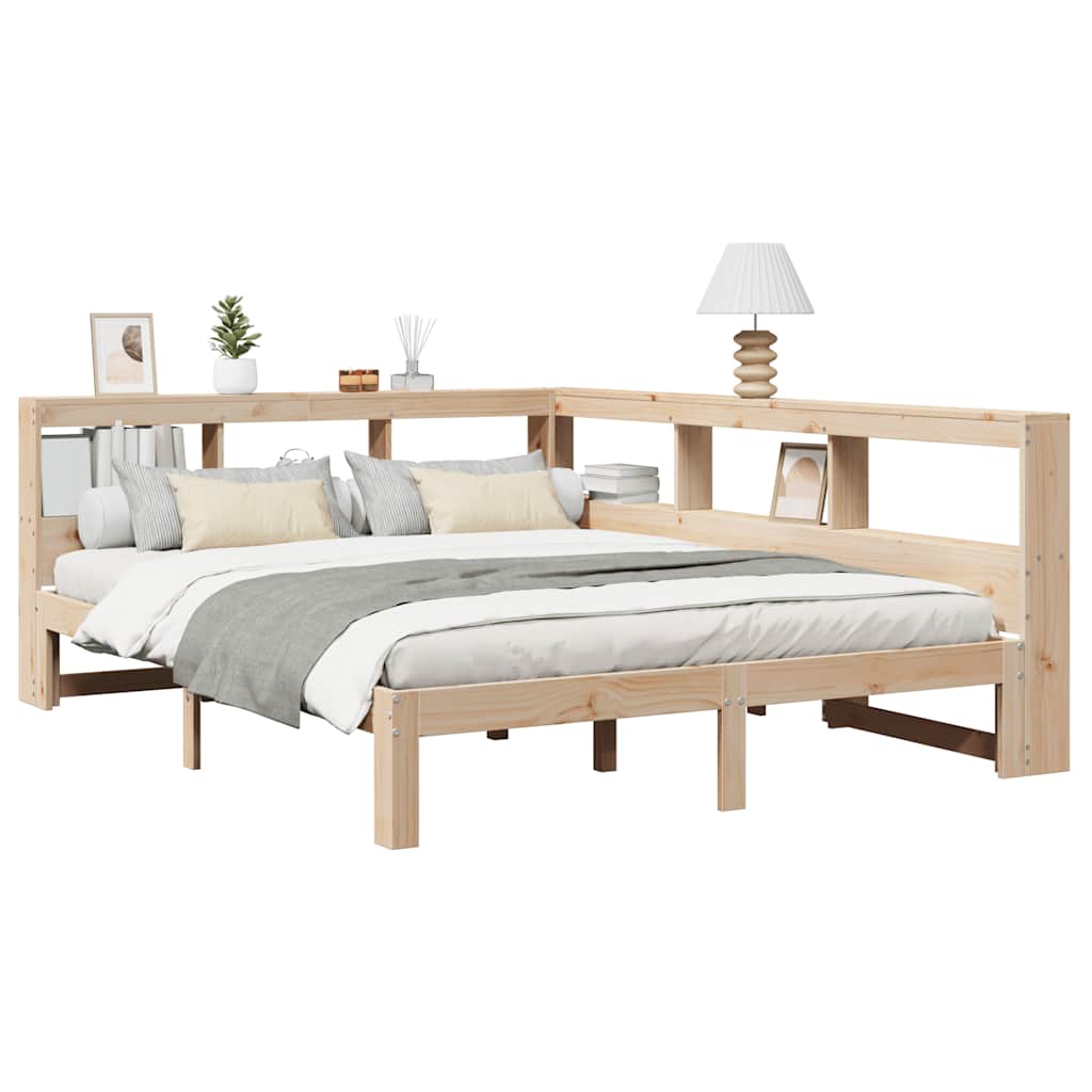 Bookcase Bed without Mattress 140x190 cm Solid Wood Pine