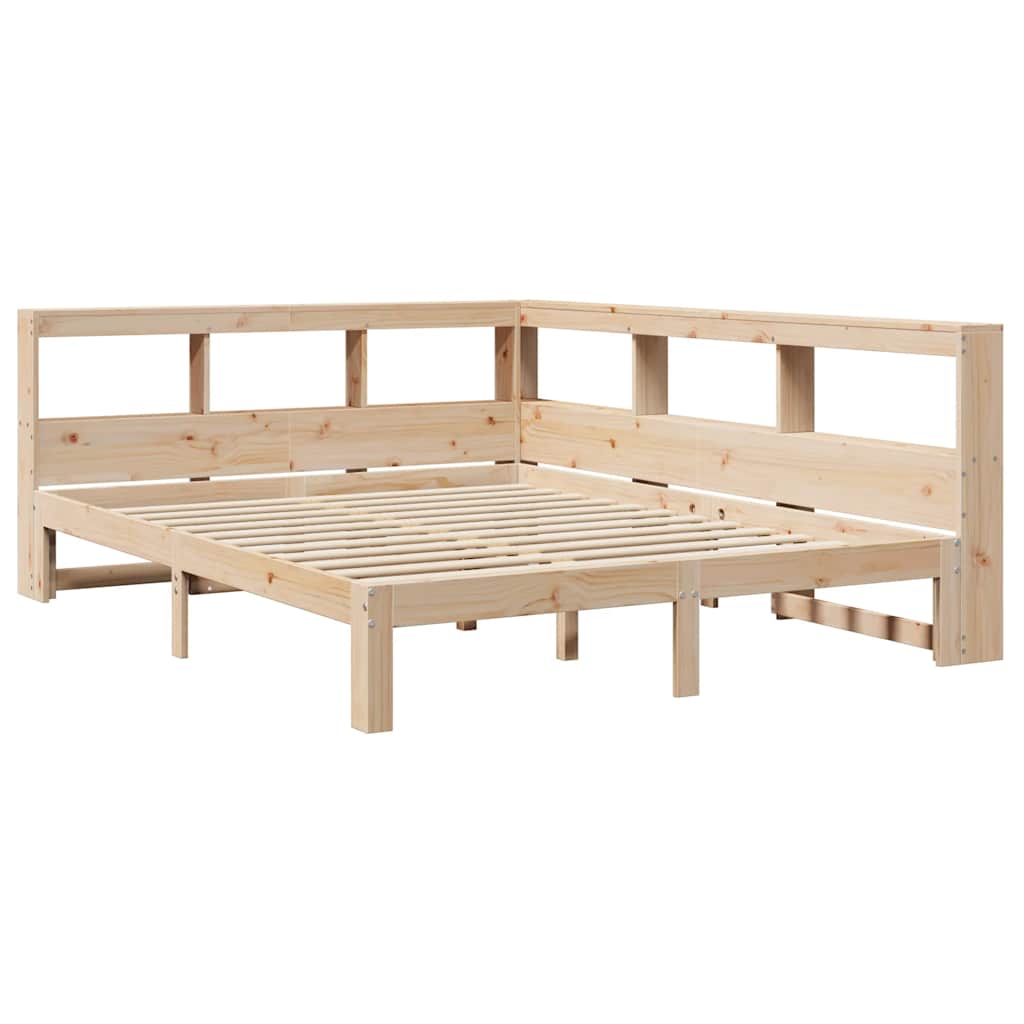 Bookcase Bed without Mattress 140x190 cm Solid Wood Pine