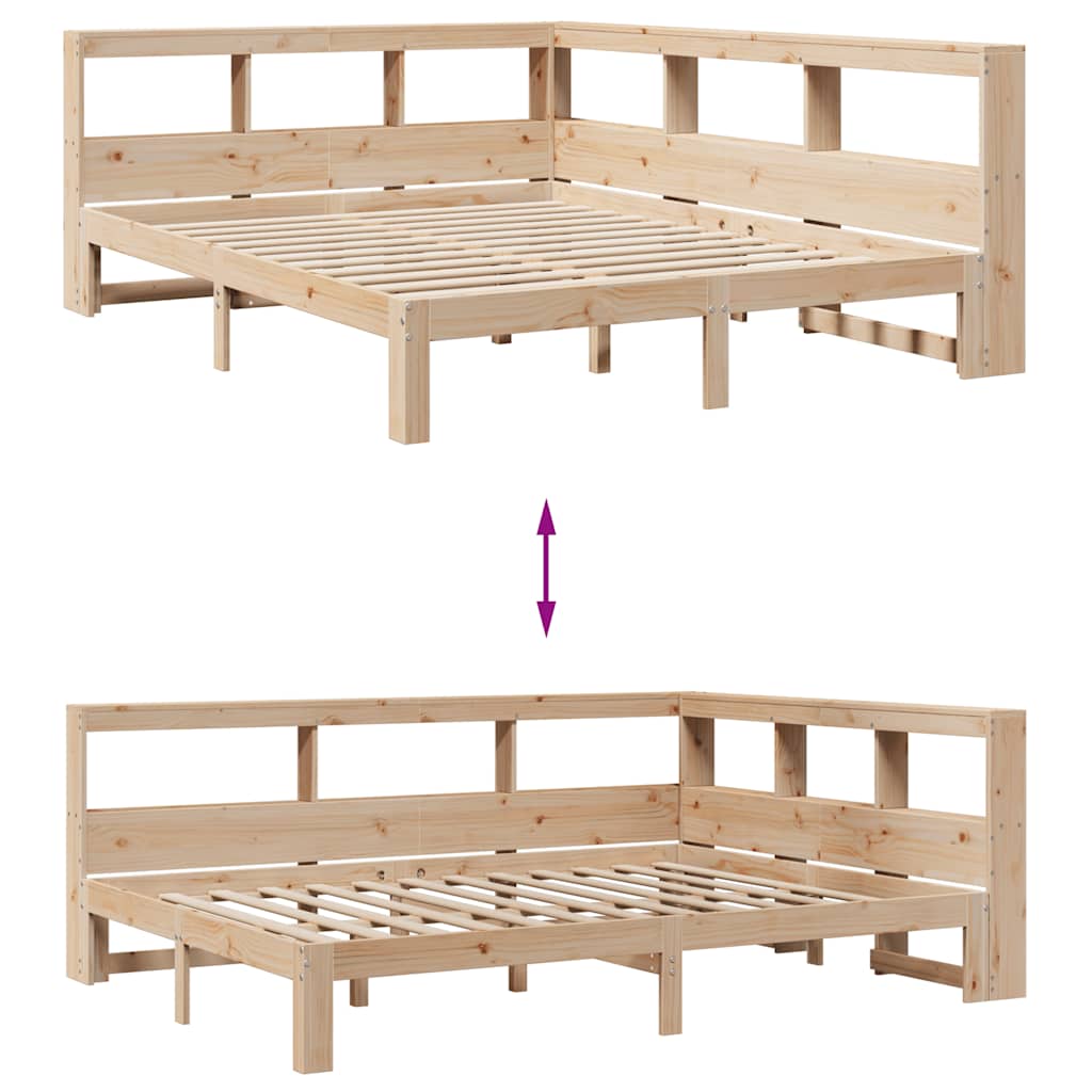 Bookcase Bed without Mattress 140x190 cm Solid Wood Pine