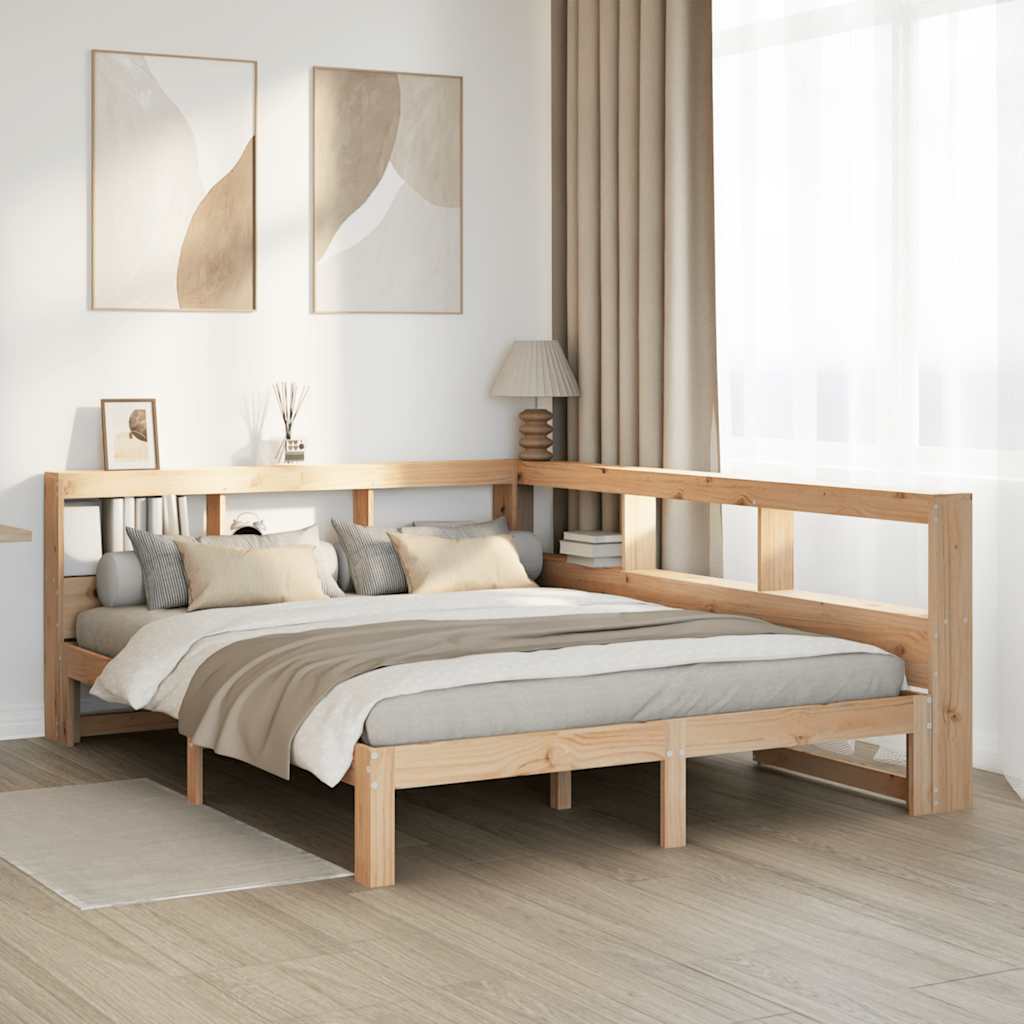 Bookcase Bed without Mattress 140x190 cm Solid Wood Pine