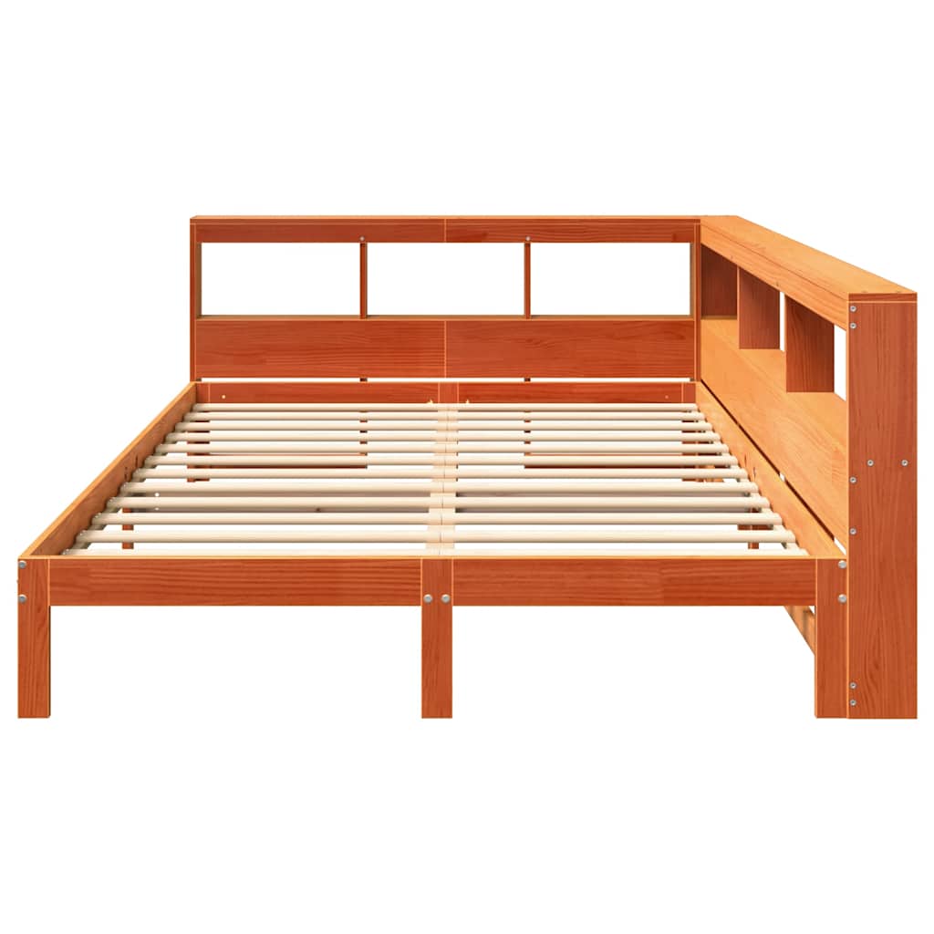 Bookcase Bed without Mattress Wax Brown 140x190 cm Solid Wood Pine