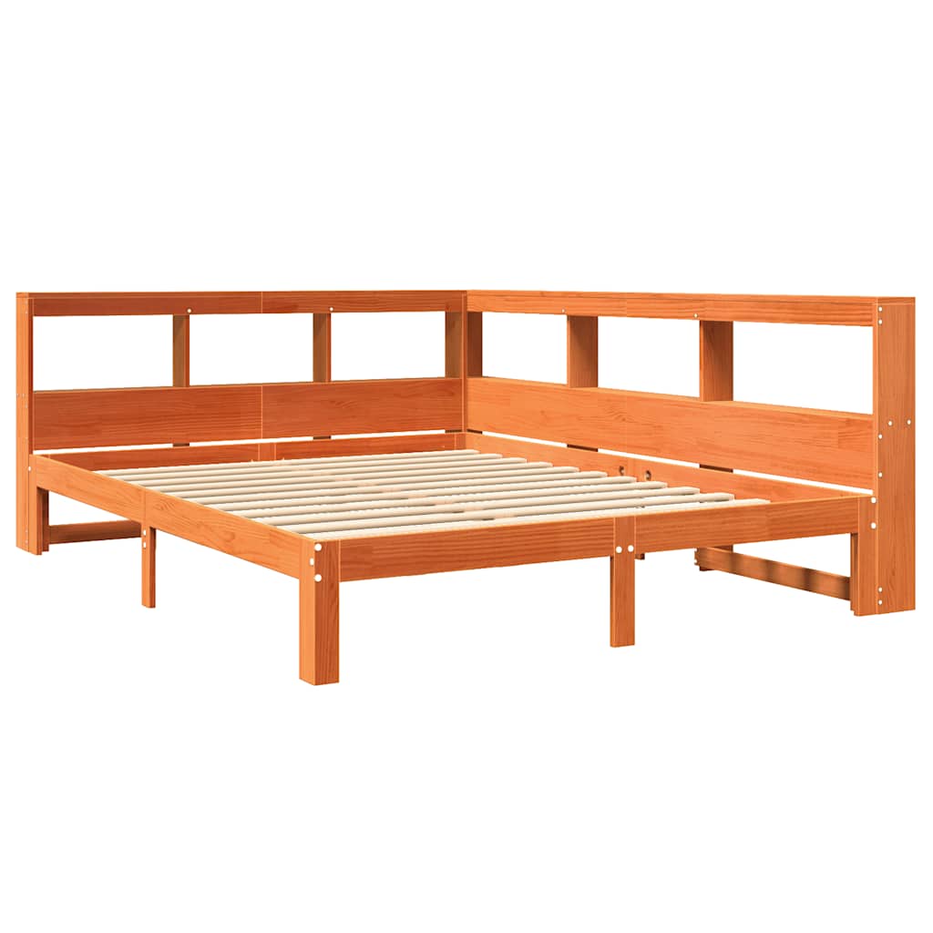 Bookcase Bed without Mattress Wax Brown 135x190 cm Solid Wood Pine