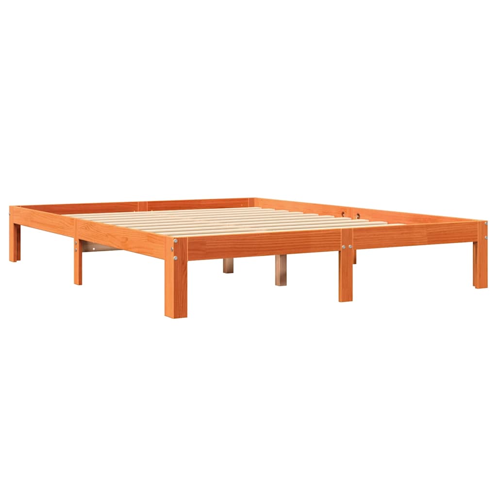 Bookcase Bed without Mattress Wax Brown 135x190 cm Solid Wood Pine