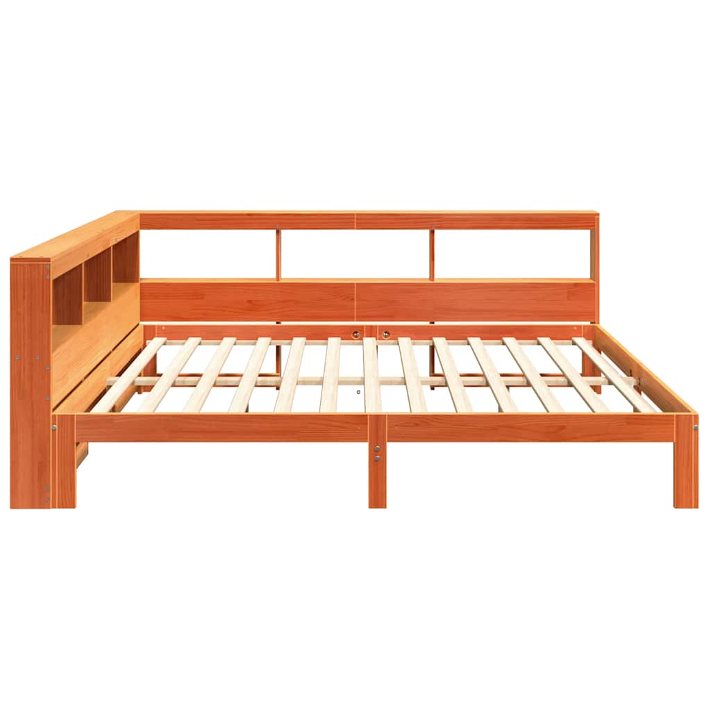 Bookcase Bed without Mattress Wax Brown 135x190 cm Solid Wood Pine