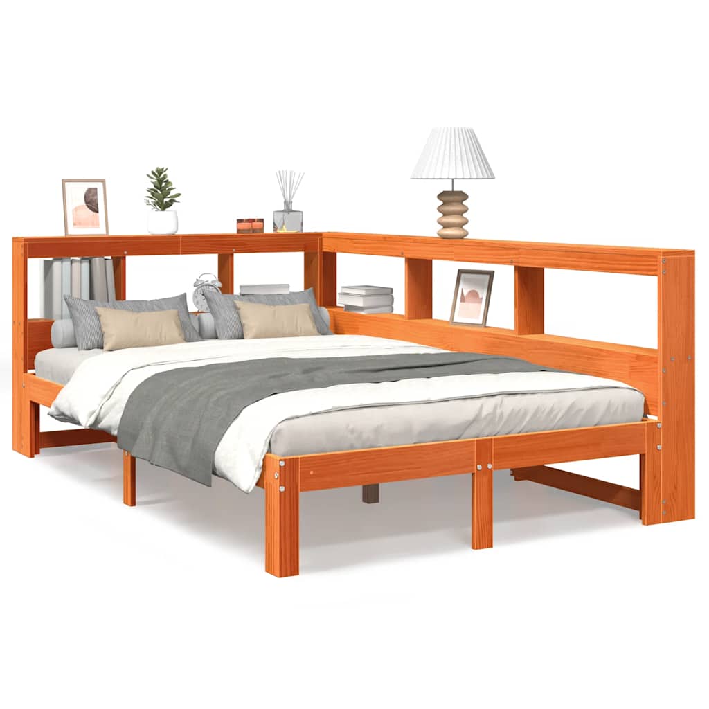 Bookcase Bed without Mattress Wax Brown 120x190 cm Solid Wood Pine