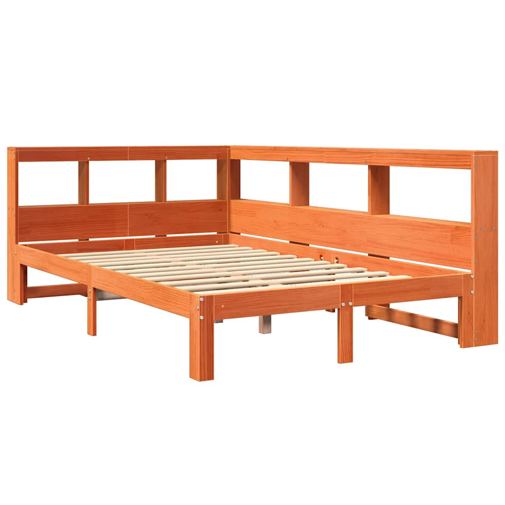Bookcase Bed without Mattress Wax Brown 120x190 cm Solid Wood Pine