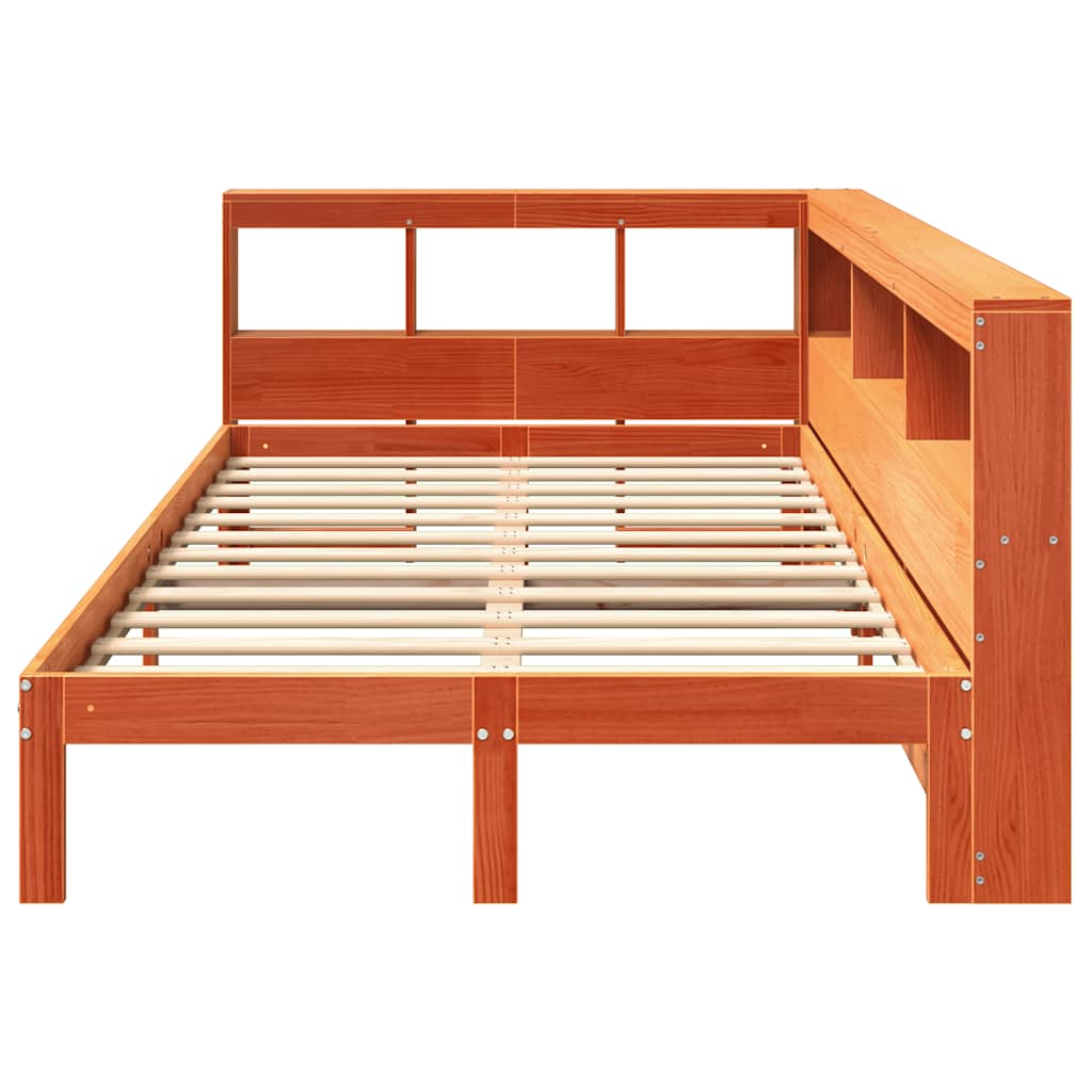 Bookcase Bed without Mattress Wax Brown 120x190 cm Solid Wood Pine