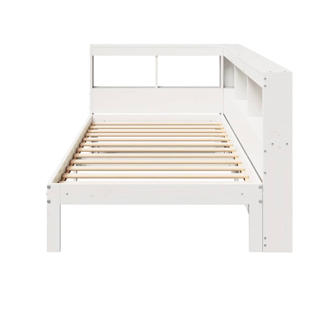 Bookcase Bed without Mattress White 90x190 cm Single Solid Wood Pine