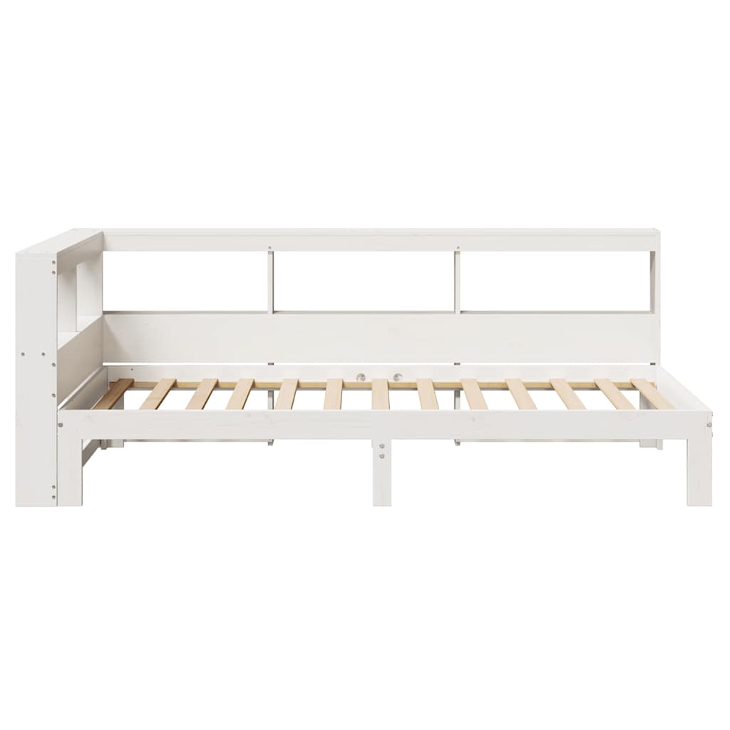 Bookcase Bed without Mattress White 90x190 cm Single Solid Wood Pine