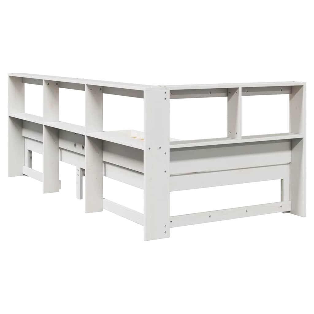 Bookcase Bed without Mattress White 90x190 cm Single Solid Wood Pine