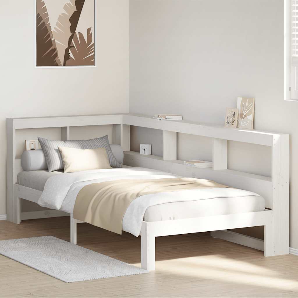Bookcase Bed without Mattress White 90x190 cm Single Solid Wood Pine