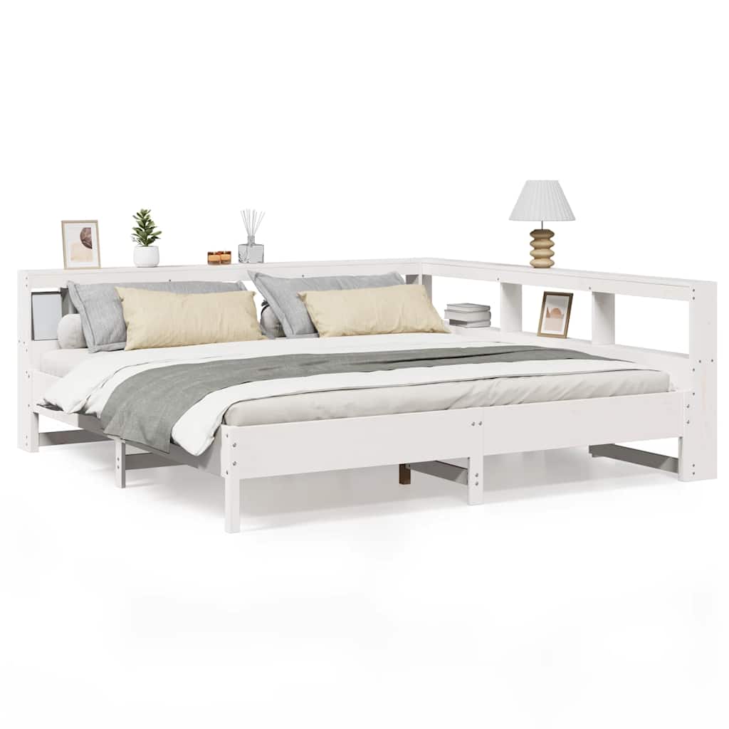 Bookcase Bed without Mattress White 180x200 cm Solid Wood Pine