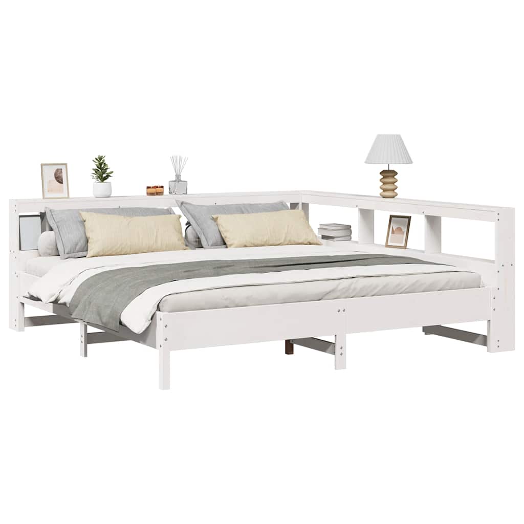 Bookcase Bed without Mattress White 180x200 cm Solid Wood Pine