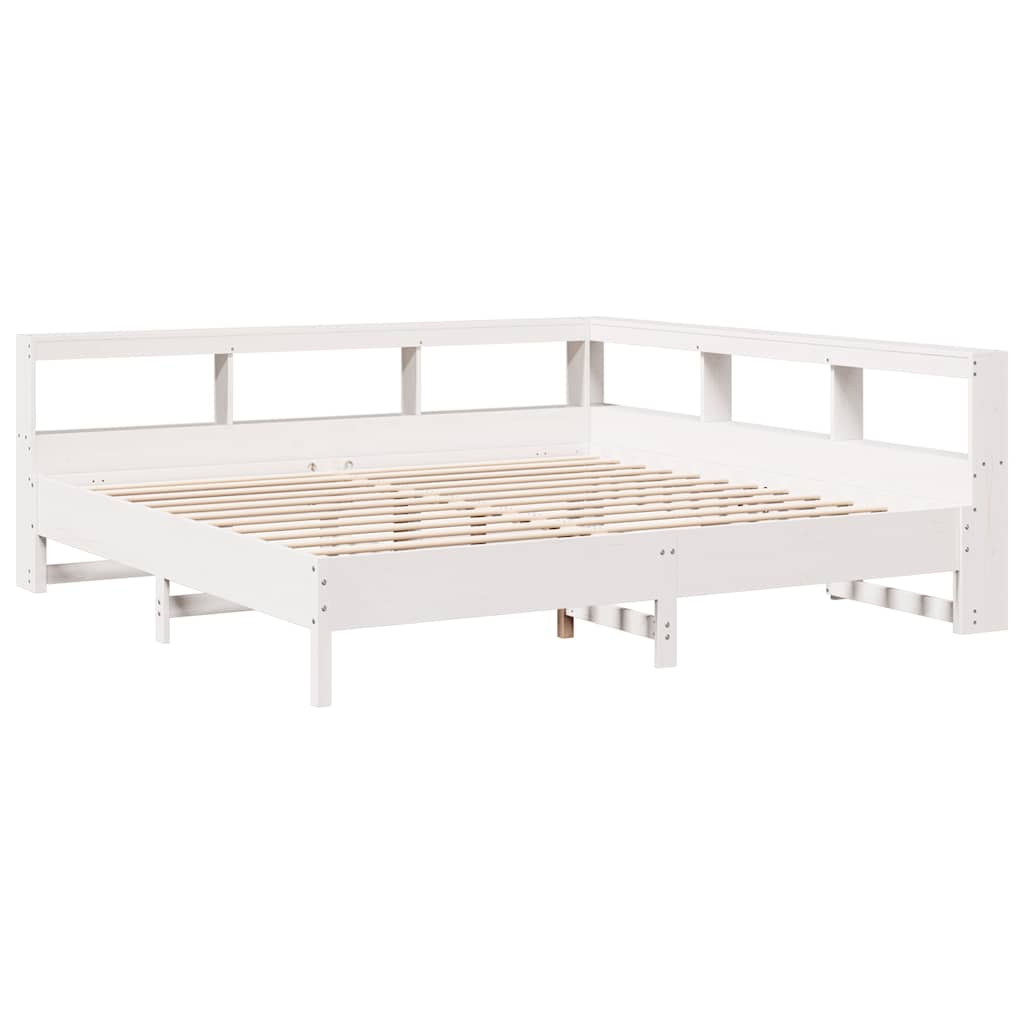 Bookcase Bed without Mattress White 180x200 cm Solid Wood Pine