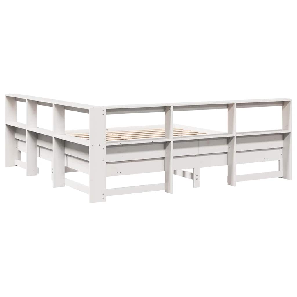 Bookcase Bed without Mattress White 180x200 cm Solid Wood Pine