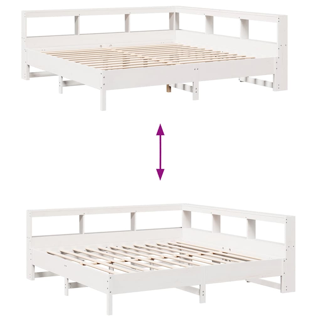 Bookcase Bed without Mattress White 180x200 cm Solid Wood Pine
