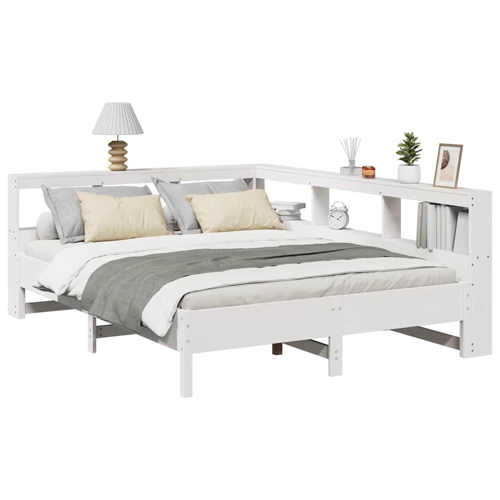 Bookcase Bed without Mattress White 160x200 cm Solid Wood Pine