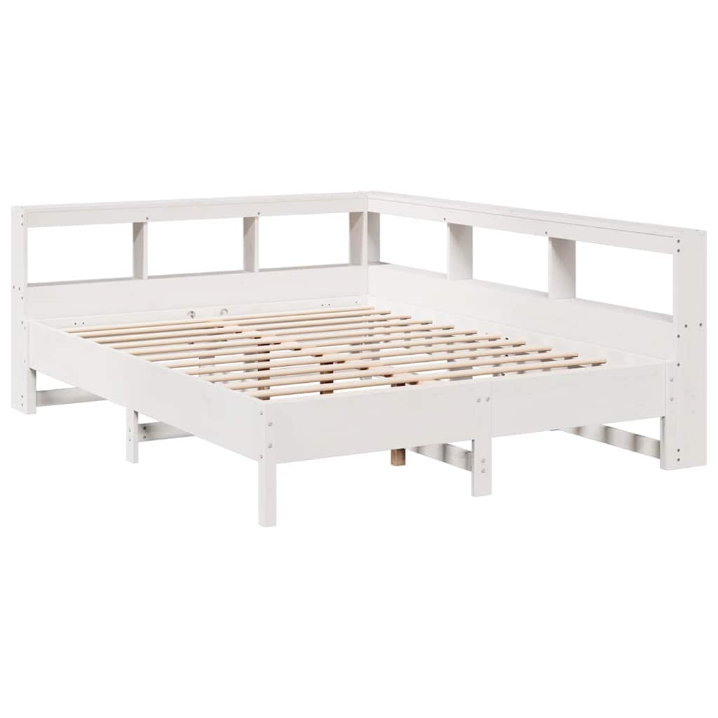 Bookcase Bed without Mattress White 160x200 cm Solid Wood Pine