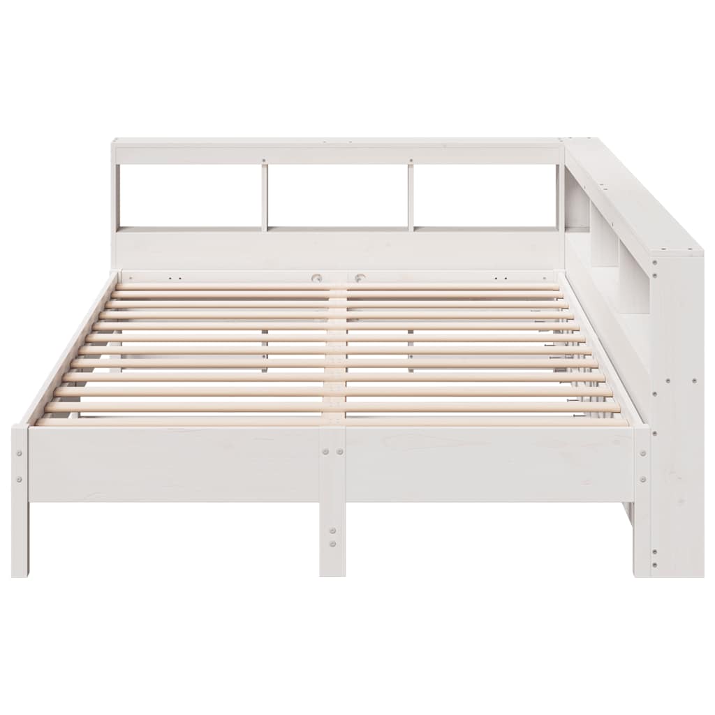 Bookcase Bed without Mattress White 160x200 cm Solid Wood Pine