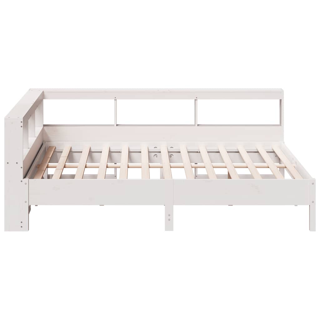 Bookcase Bed without Mattress White 160x200 cm Solid Wood Pine