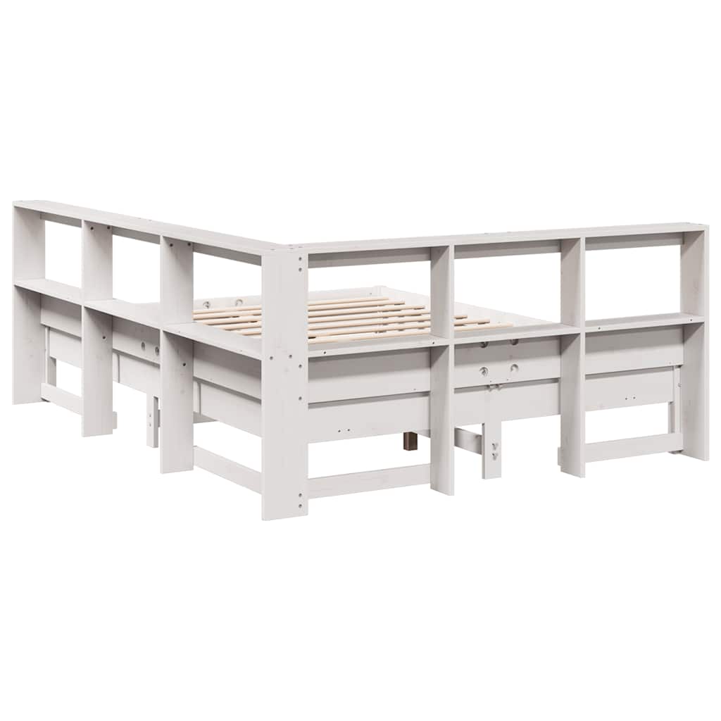 Bookcase Bed without Mattress White 160x200 cm Solid Wood Pine