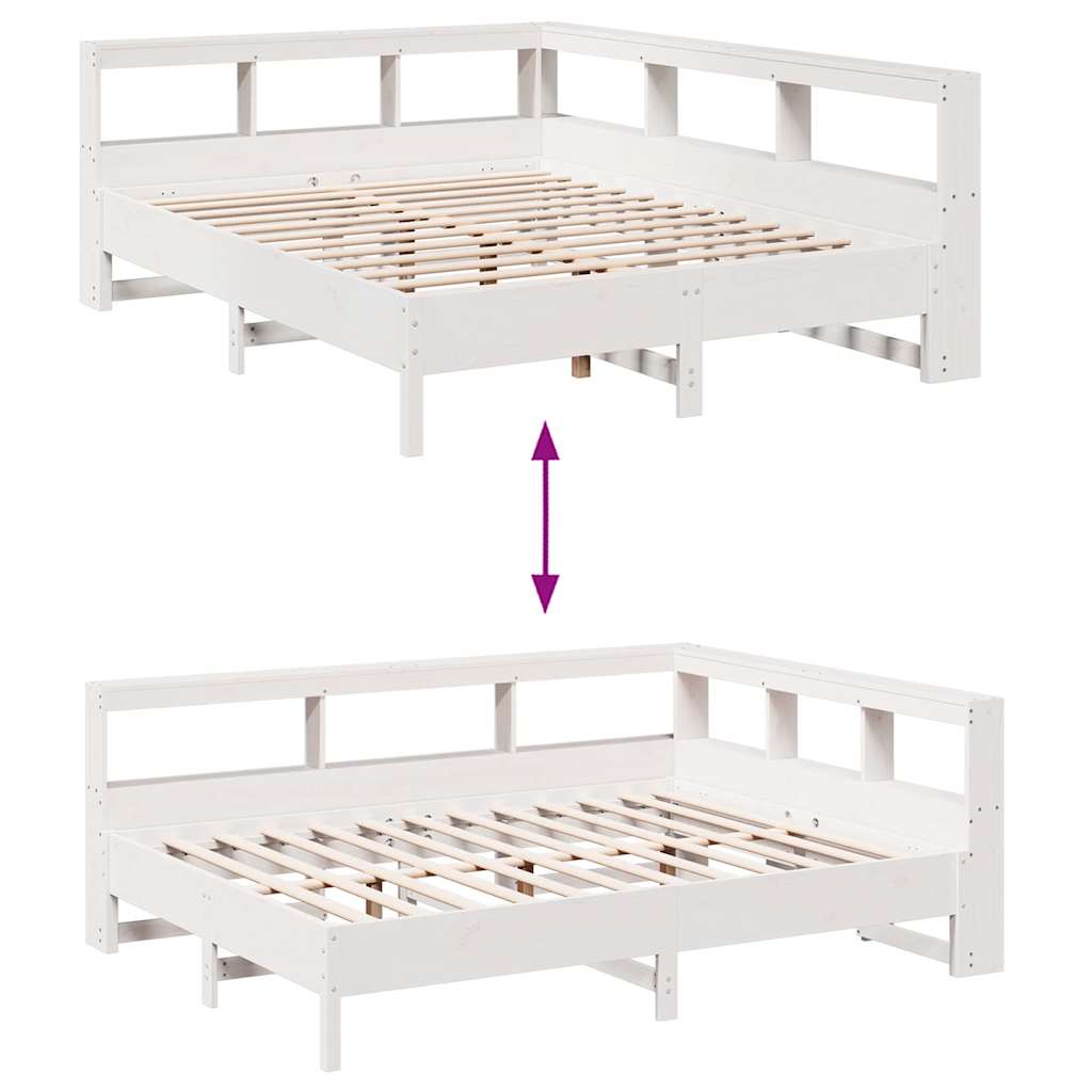 Bookcase Bed without Mattress White 160x200 cm Solid Wood Pine