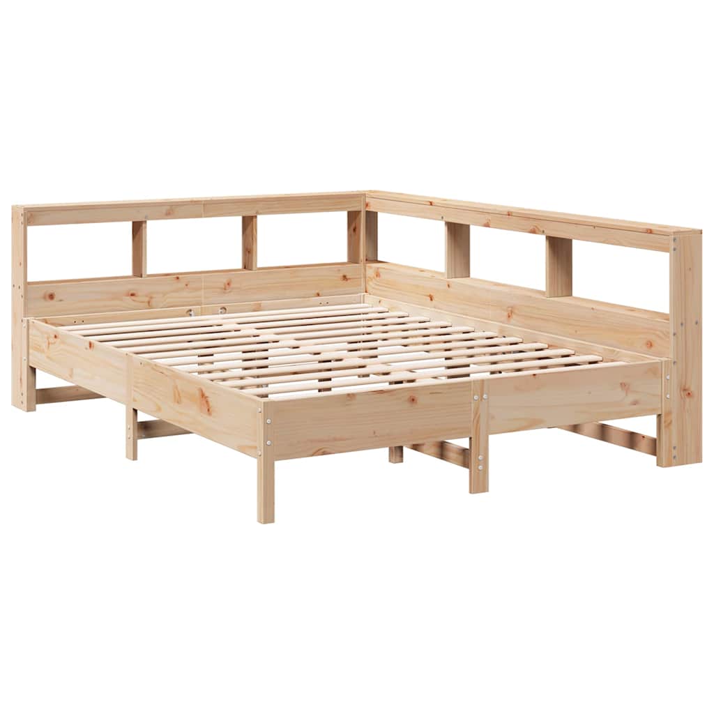 Bookcase Bed without Mattress 150x200 cm King Size Solid Wood Pine