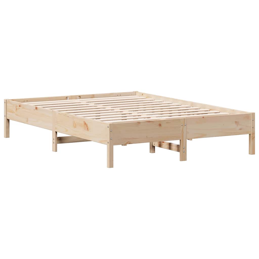 Bookcase Bed without Mattress 150x200 cm King Size Solid Wood Pine