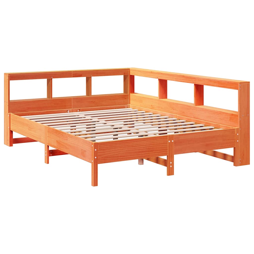 Bookcase Bed without Mattress Wax Brown 140x200 cm Solid Wood Pine