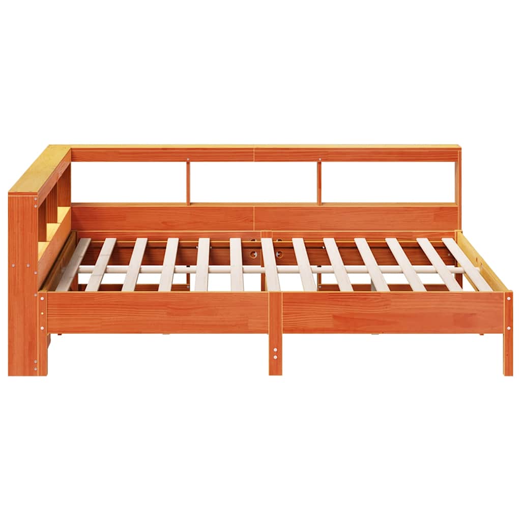 Bookcase Bed without Mattress Wax Brown 140x200 cm Solid Wood Pine