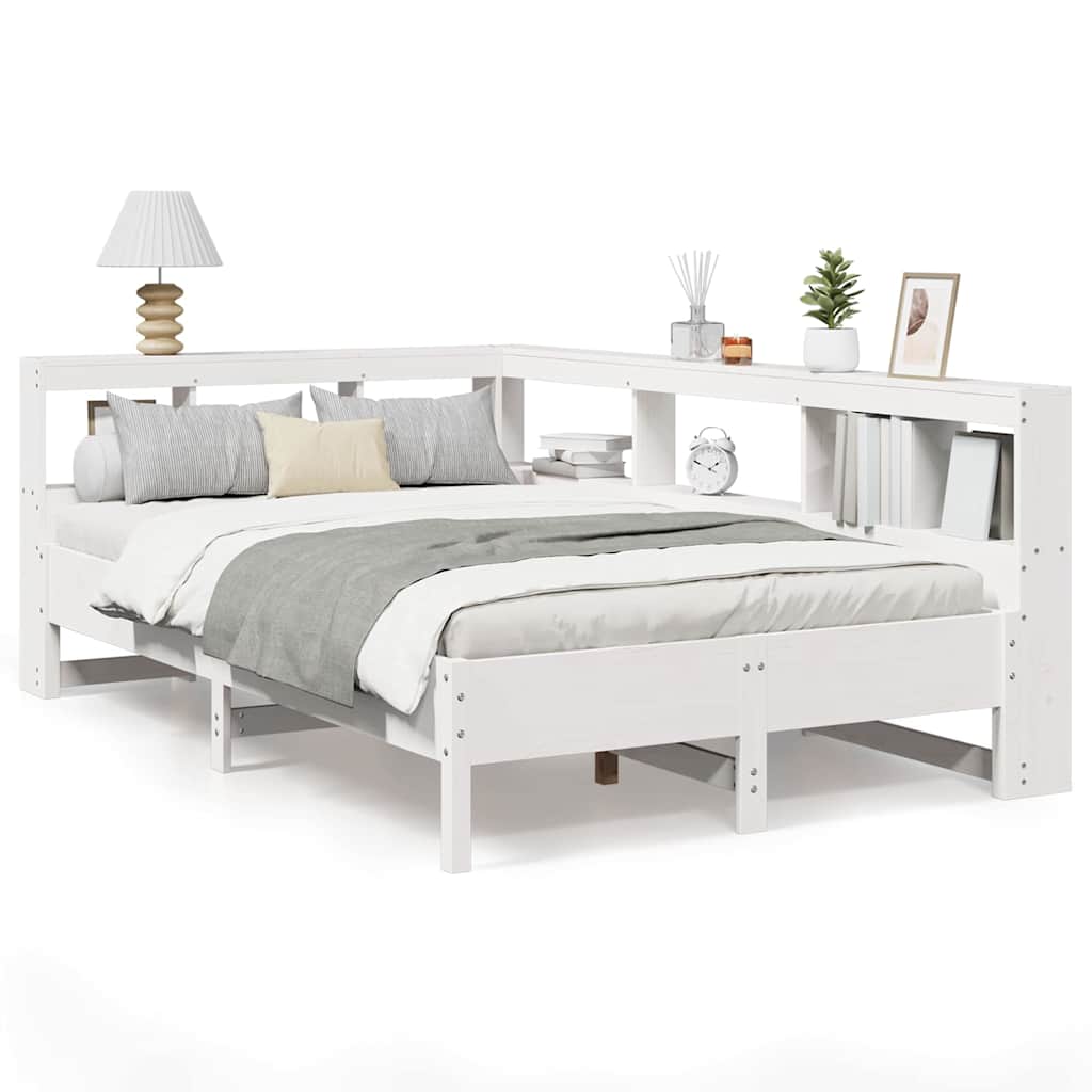 Bookcase Bed without Mattress White 120x200 cm Solid Wood Pine