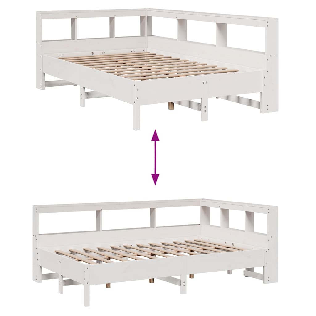 Bookcase Bed without Mattress White 120x200 cm Solid Wood Pine
