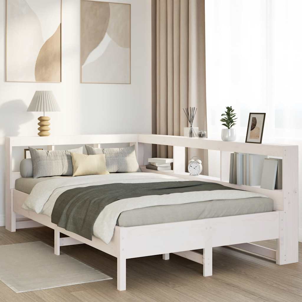 Bookcase Bed without Mattress White 120x200 cm Solid Wood Pine